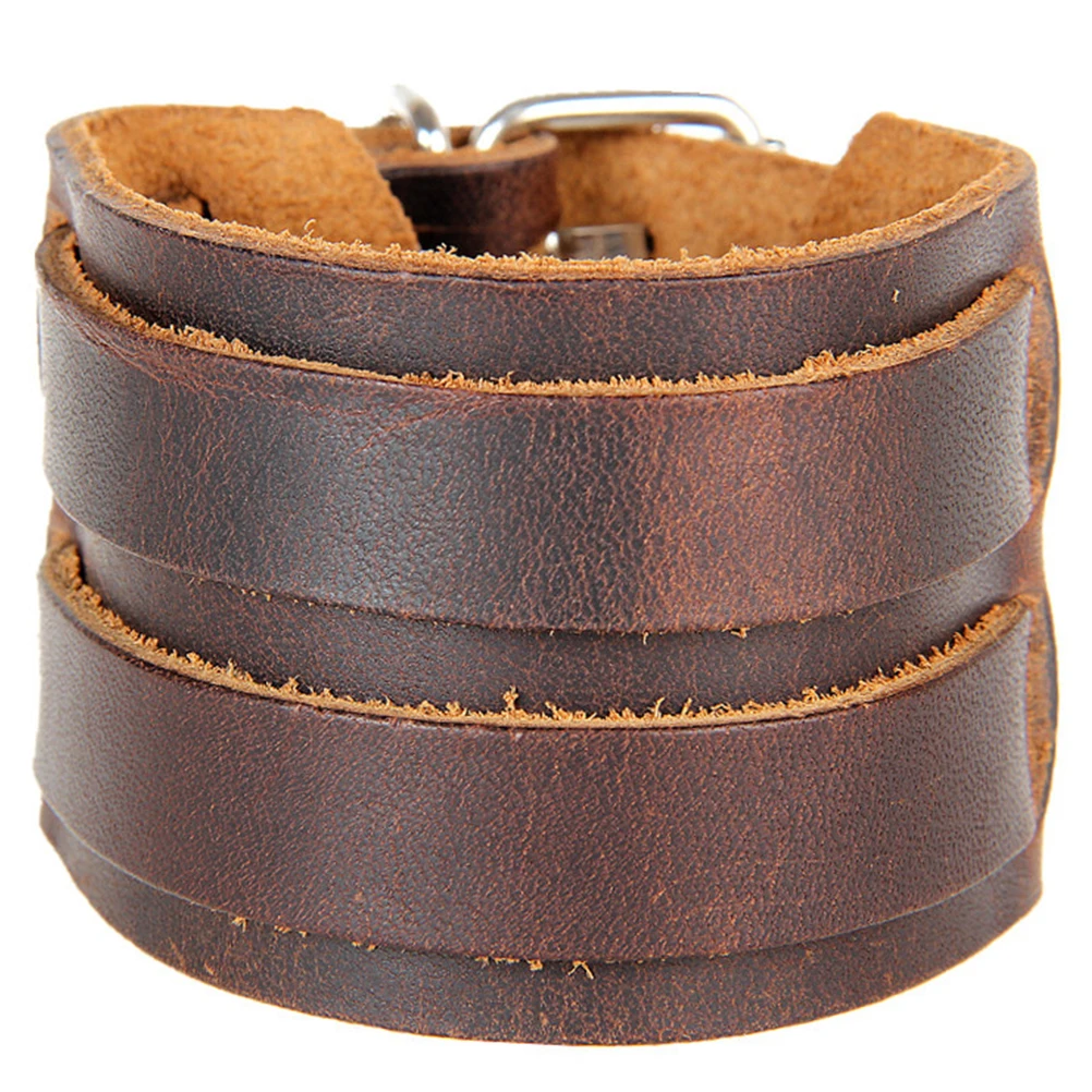 

Wide Bracelet Stylish Vintage Bangle Retro Wristband Fashion Cuff Durable Hand Decoration Adjustable Men Women Coffee