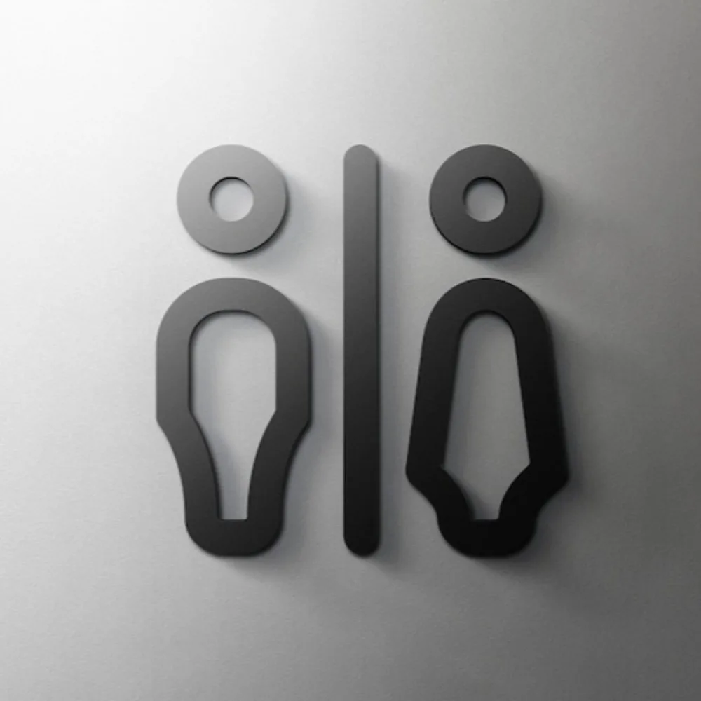 Modern 3D Acrylic Restroom Sign Self-Adhesive for Hotel Salon Bathroom Door