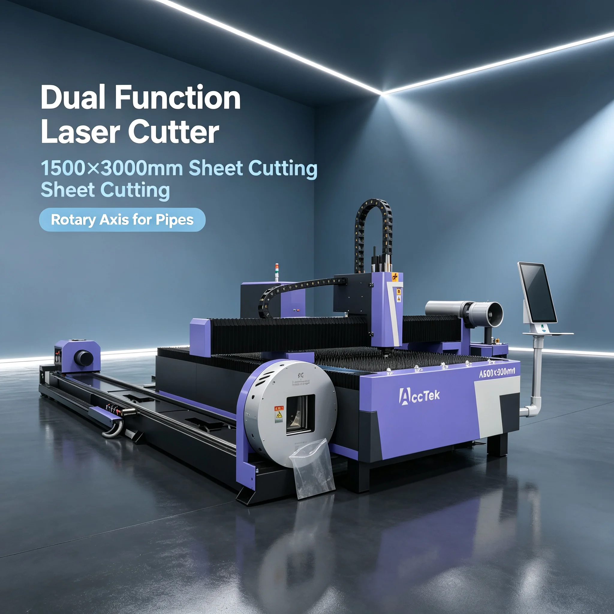 2 in 1 Conbination CNC Sheet and Pipe Laser Cutting Machine 1.5kw 2kw 3kw 6kw 12kw High Speed Cutting Machine
