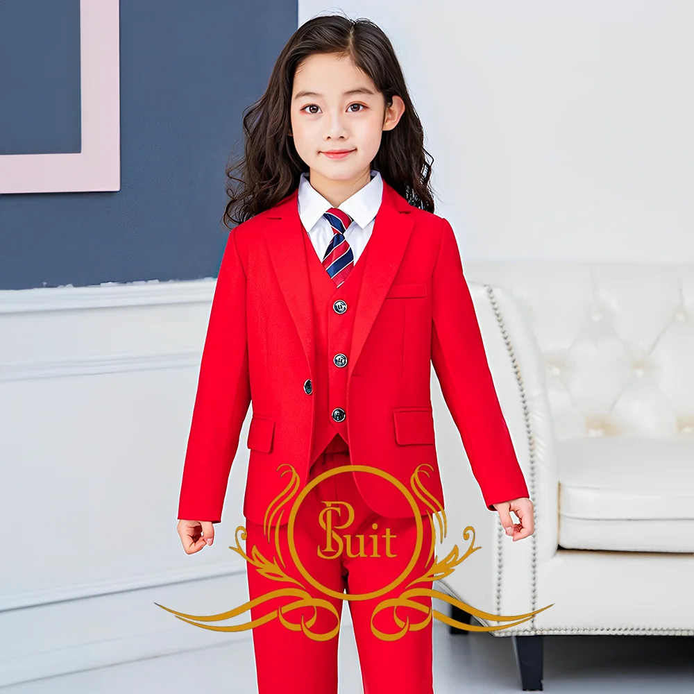 Girls' Suit Three Pieces(Jacket+Pants+Vest) New Fashion High Quality Elegant Slim Fit Formal Occasion Children's Set