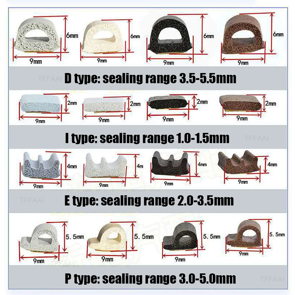 5m/10m Self-adhesive Door Seal Strip Diep Draft Stopper Tape Window Weather Stripping Insulation Noise Rubber Sealing Strip