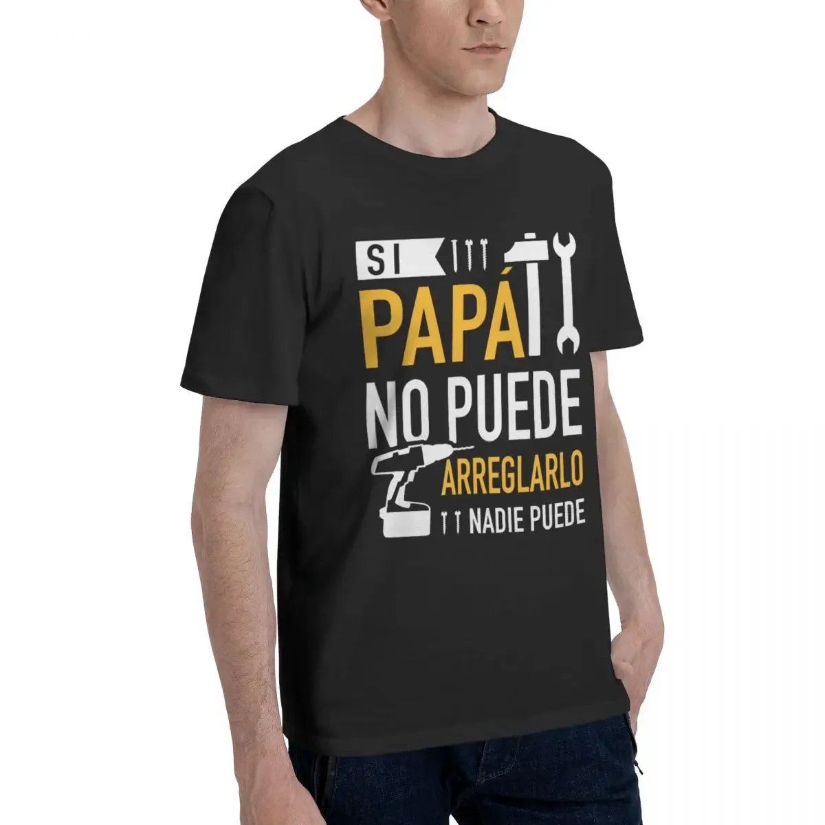 If Dad Can't Fix It We're Screwed Oversized T Shirt Retro Spanish Father Papa Gift Graphic T Shirts Mens Women Short Sleeve Tops