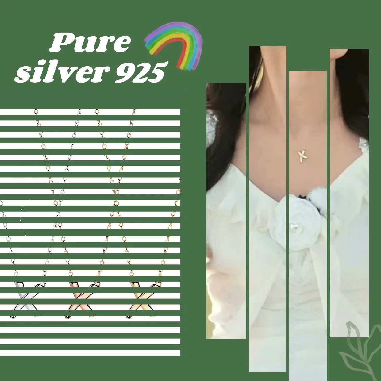

Daily outfit with simple classic cross pendant sterling silver necklace S925 women's necklace Valentine's Day gift