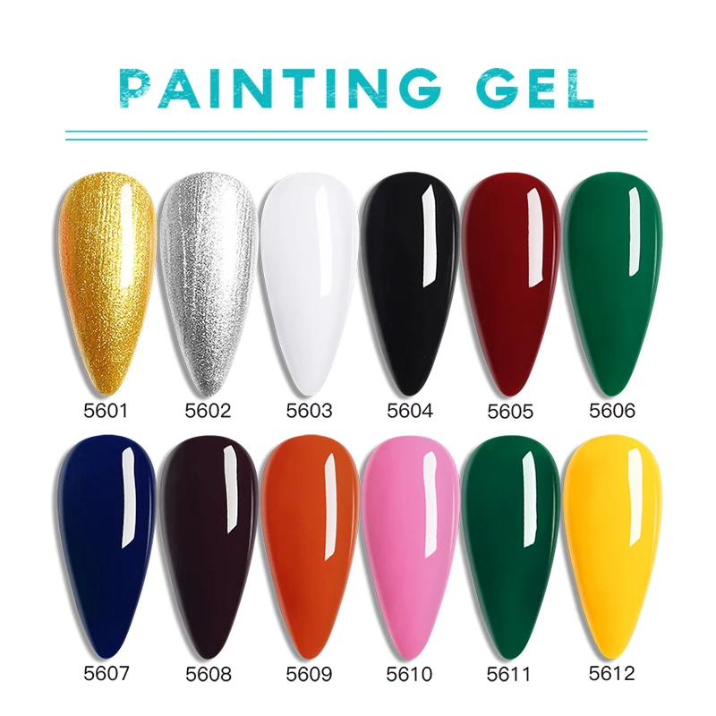 1 Pcs/Jar Painting Gel Polish Pure Color Soak Off UV & LED Nails Art Polish Decoration Color Painted Gel for Nail Salons Painted
