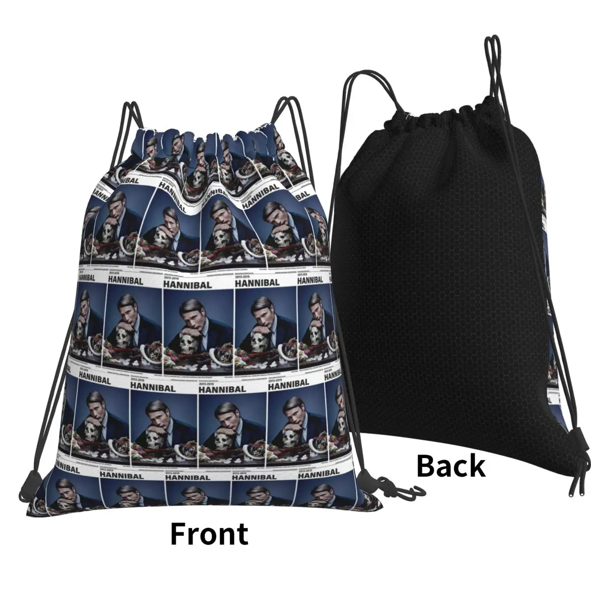 HANNIBAL Tv Show Poster Quotes Backpacks Casual Drawstring Bundle Pocket Sports Bag Book Bags for Man Woman Students