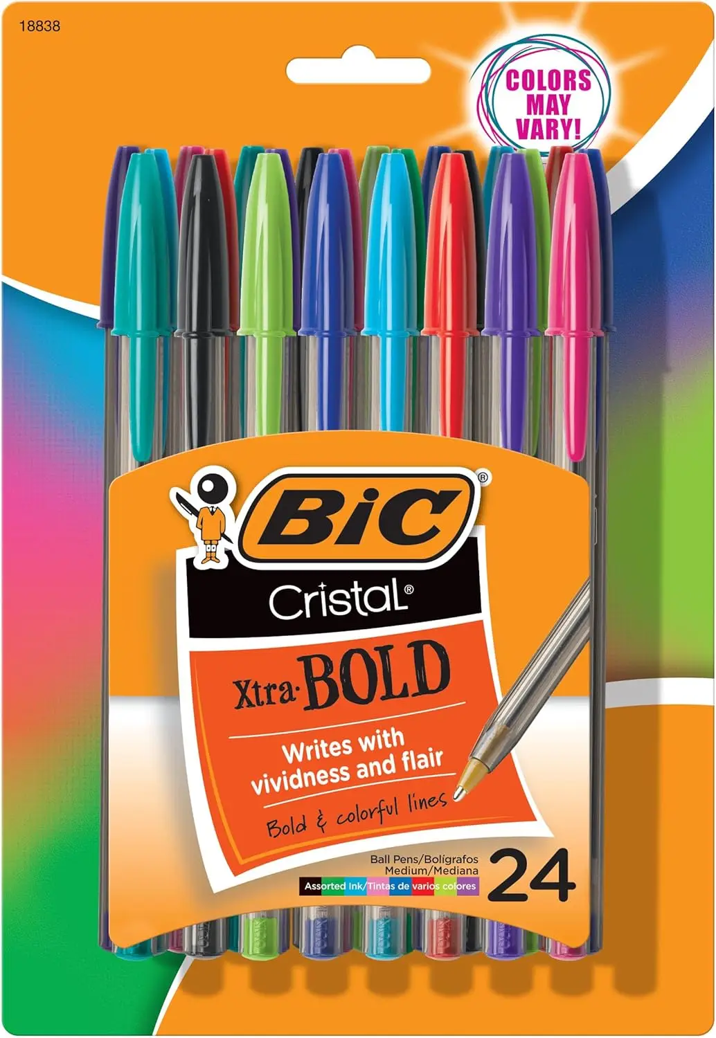 

Bold Point Ballpoint Pens, 1.6mm for Vivid Lines, Assorted Colors 24-Pack