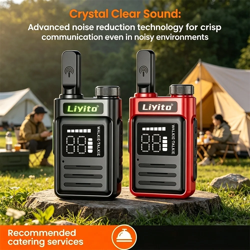 Walkie Talkie 2 Pack with LCD Digital Display Long Range Rechargeable UHF 16CH Handheld Two Way Radio for Outdoor Camping Hiking