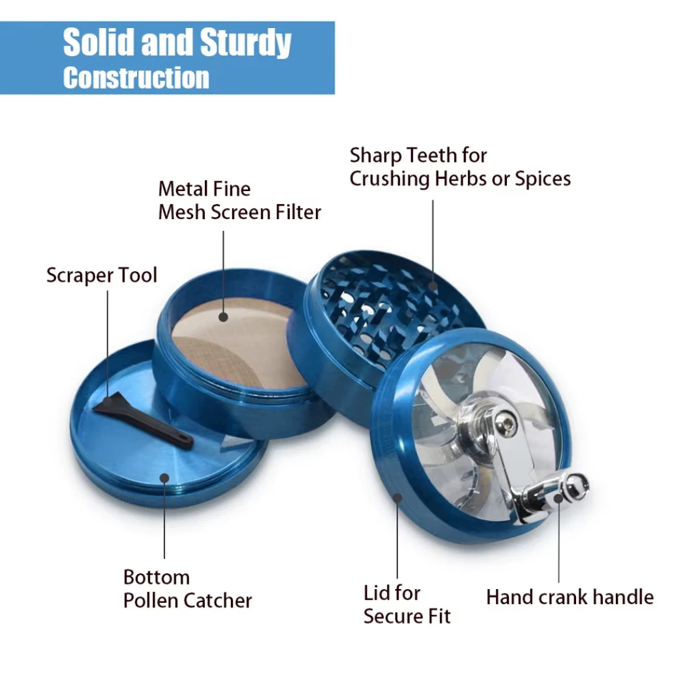 1pcs Hand Crank Tobacco Grinder Car Wheel Rim Shape Creative Manual Herbal Premium Tobacco Crusher With Sharp Diamond Teeth