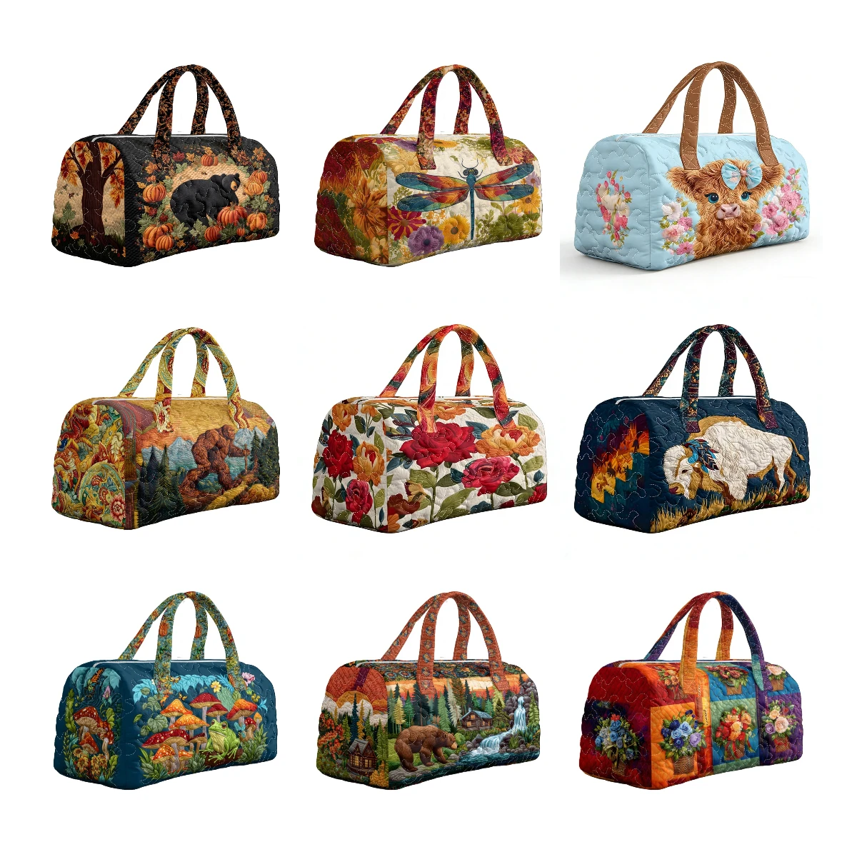 

Men's Camping Quilted Duffle Bag Unisex Casual Travel Tote HandBag Women's Outdoor Weekender Bags