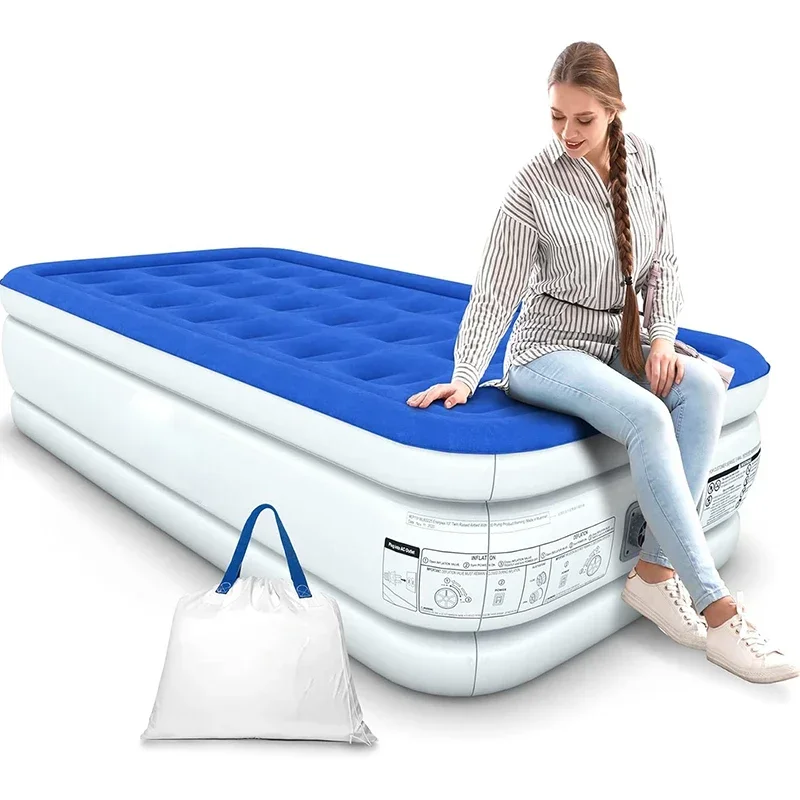 Outdoor Self-Inflatable Camping Mat Extra Large Double Air Bed, Built-in Pump Airbed