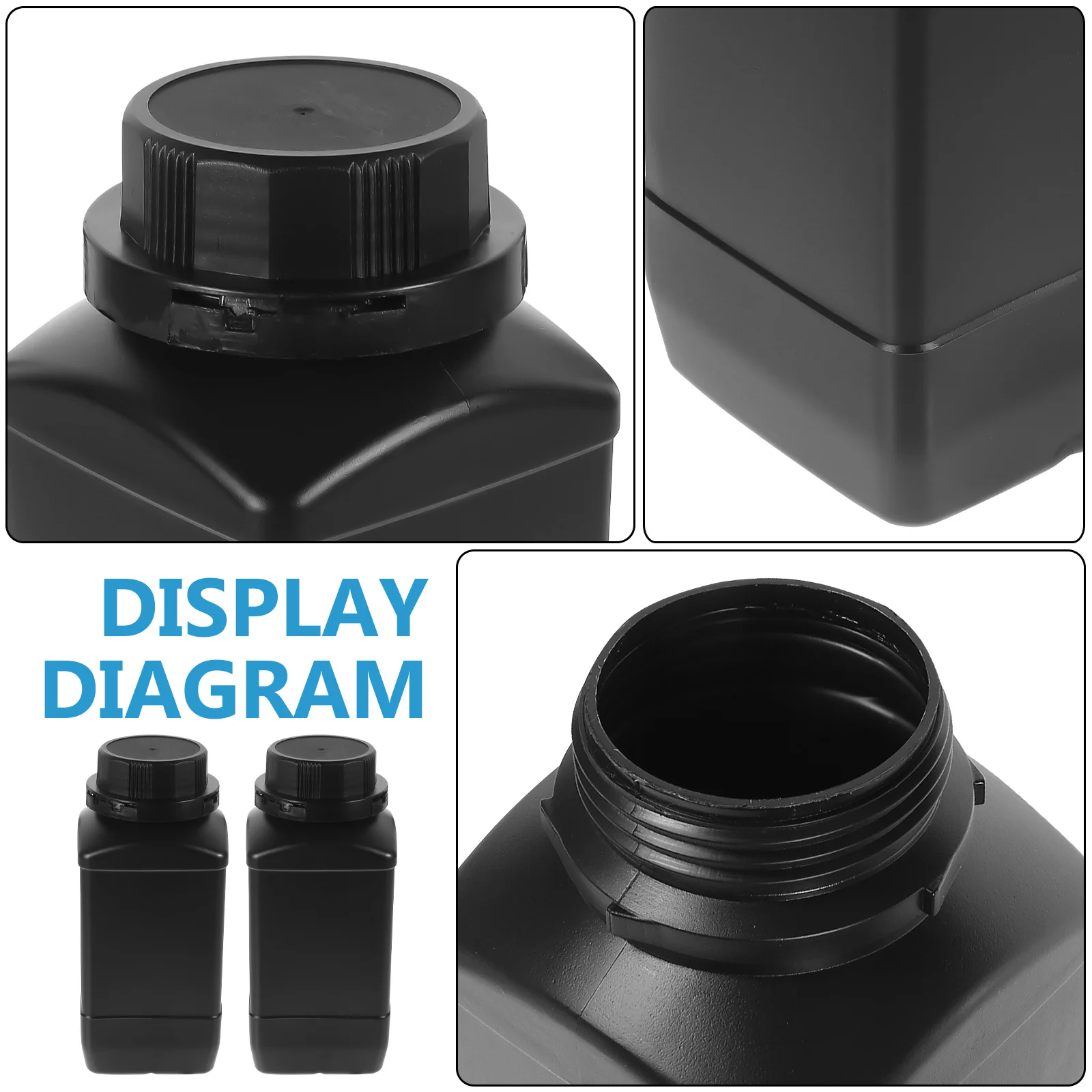 5pcs 5 PCS Lab Bottles Wide Mouth Extract Reagent Liquid Reusable Black with Storage