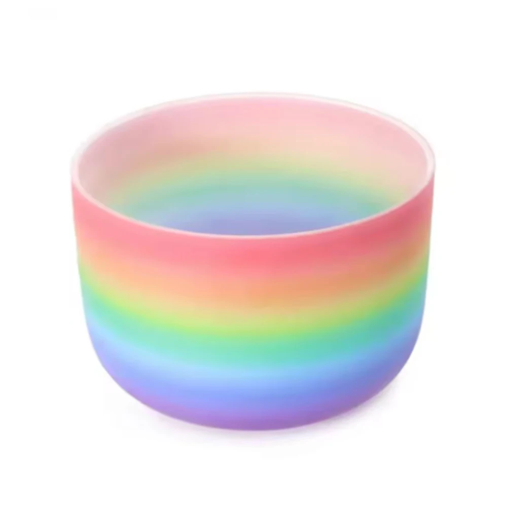 YUN QI QING YIN 10Inch Rainbow Aura Crystal Singing Bowl 432Hz 440Hz Chakra Balance Sound Bath Bowl For Energy Therapy Yoga Meditation