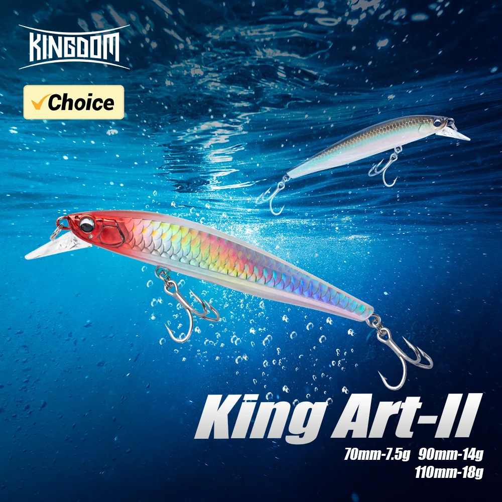 Koninkrijk Kunstmatige Sinking Minnow Vissen Lokken 7.5g 14g 18g 70mm 90mm 110mm Jerkbaits Harde Aas Zeebaars Vissen Tackles ﻿