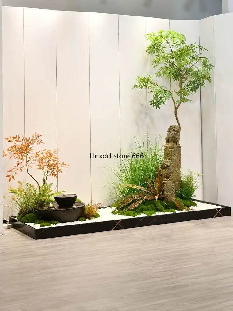 Indoor simulation green maple flowing water ornament