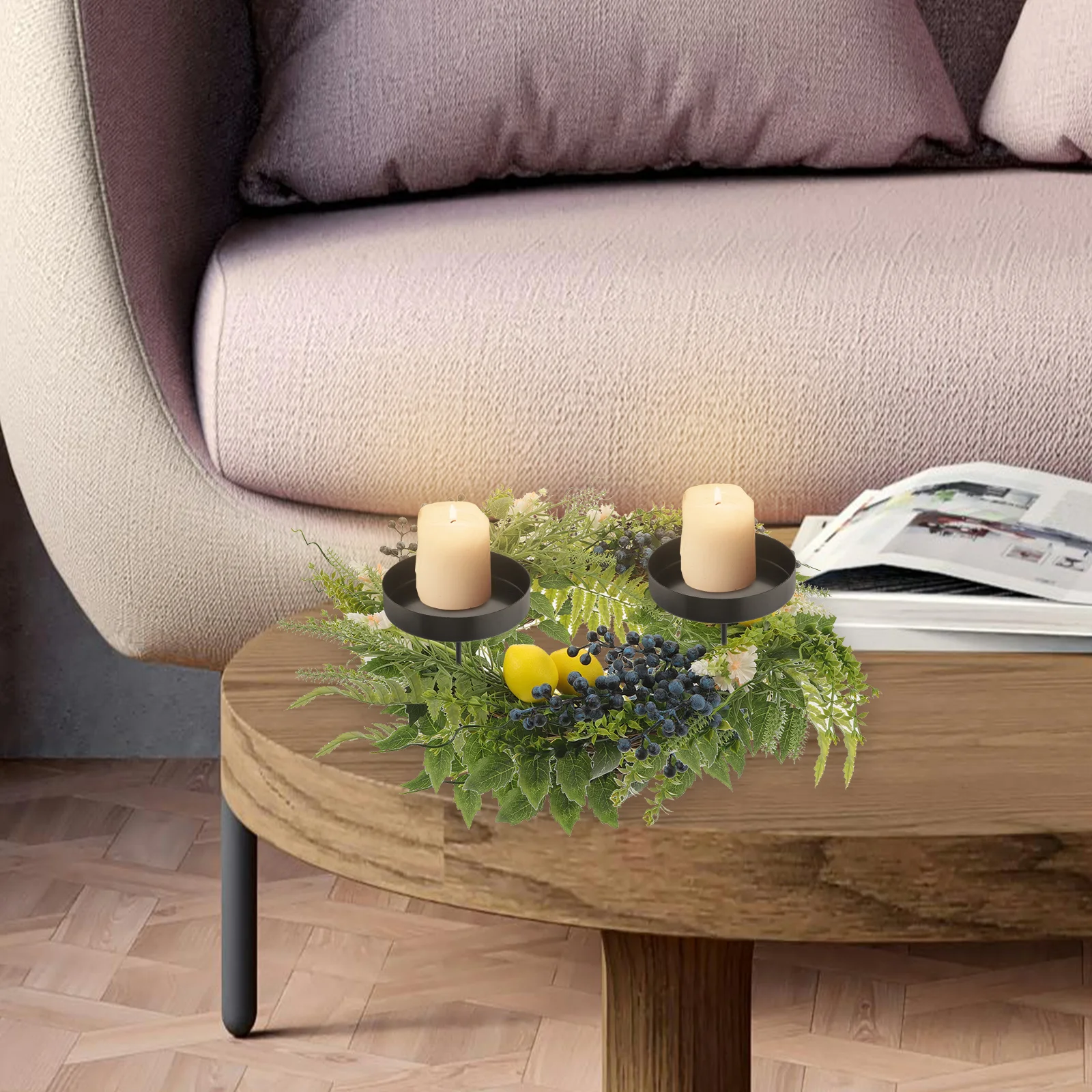 

6Pcs Iron Holder Plates Rounded Tray for Pillar Candles Home Decor Wedding Centerpiece Retro Style