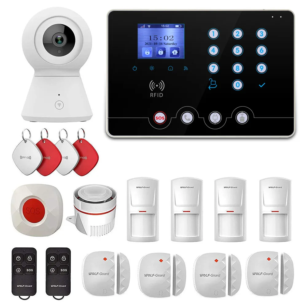 

Tuya Wifi Gsm Home Burglar Security Alarm System 433mhz App Control Lcd Touch Keyboard Wireless Alarm System Kit