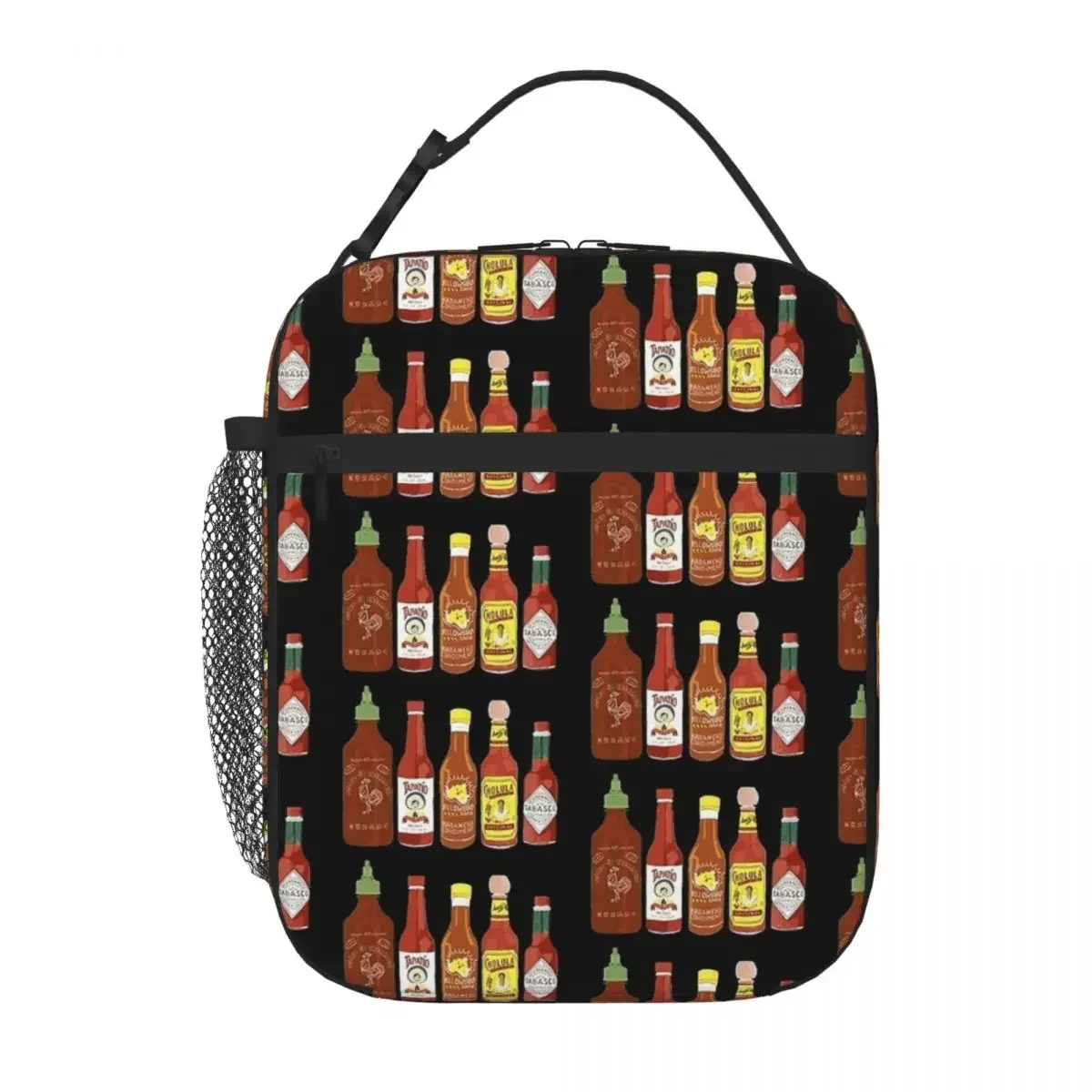 Spicy Check Out These Hot Sauces Insulated Lunch Bag Portable Reusable Thermal Bag Tote Lunch Box School Outdoor Food Bag