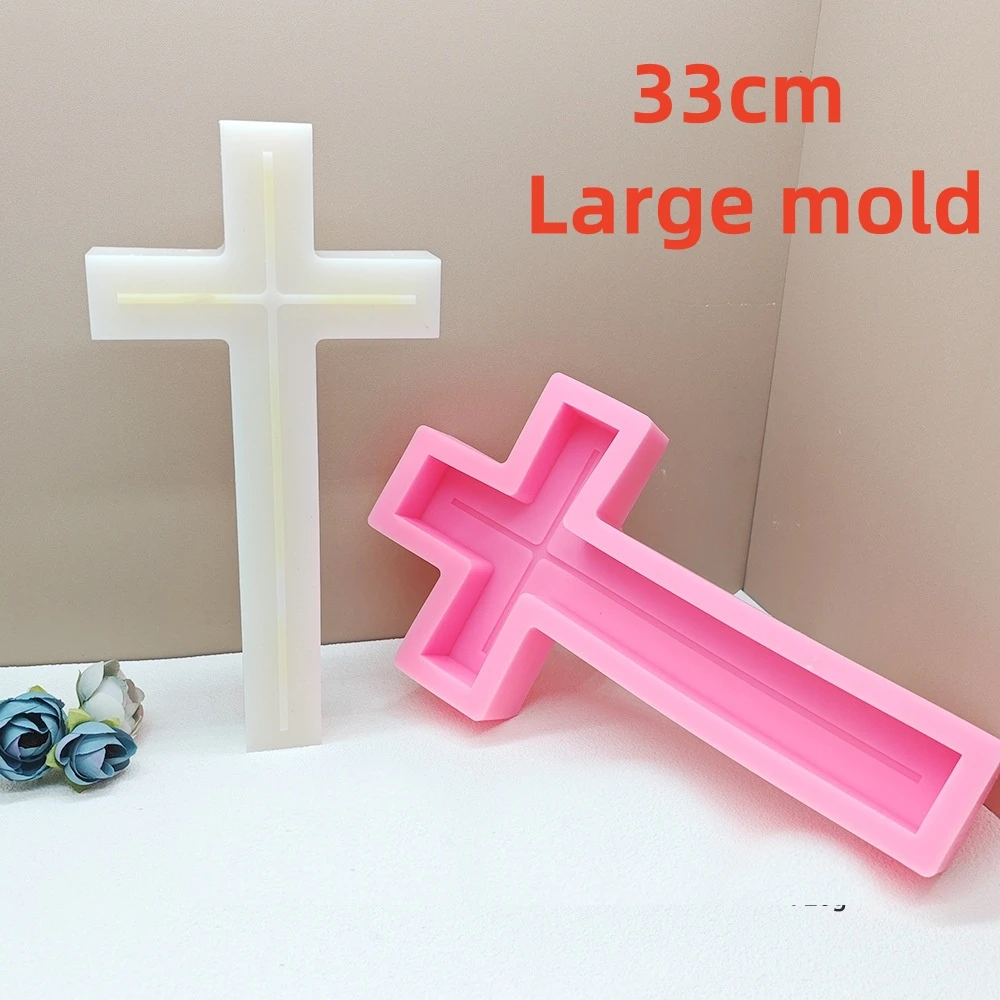 8-33cm Large Jesus Cross Candle Silicone Mold Jesus Epoxy Resin Silicone Mold Church Decor Cross Concrete Cement Gypsum Mold