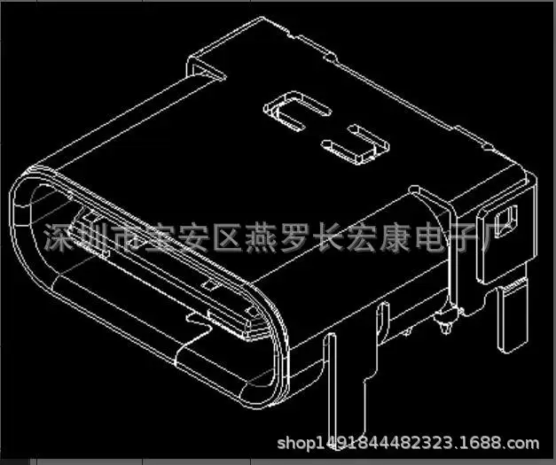 For USB TYPE-C 16PIN female seat, four-legged sinking board 0.8mm short body insert board patch USB connector
