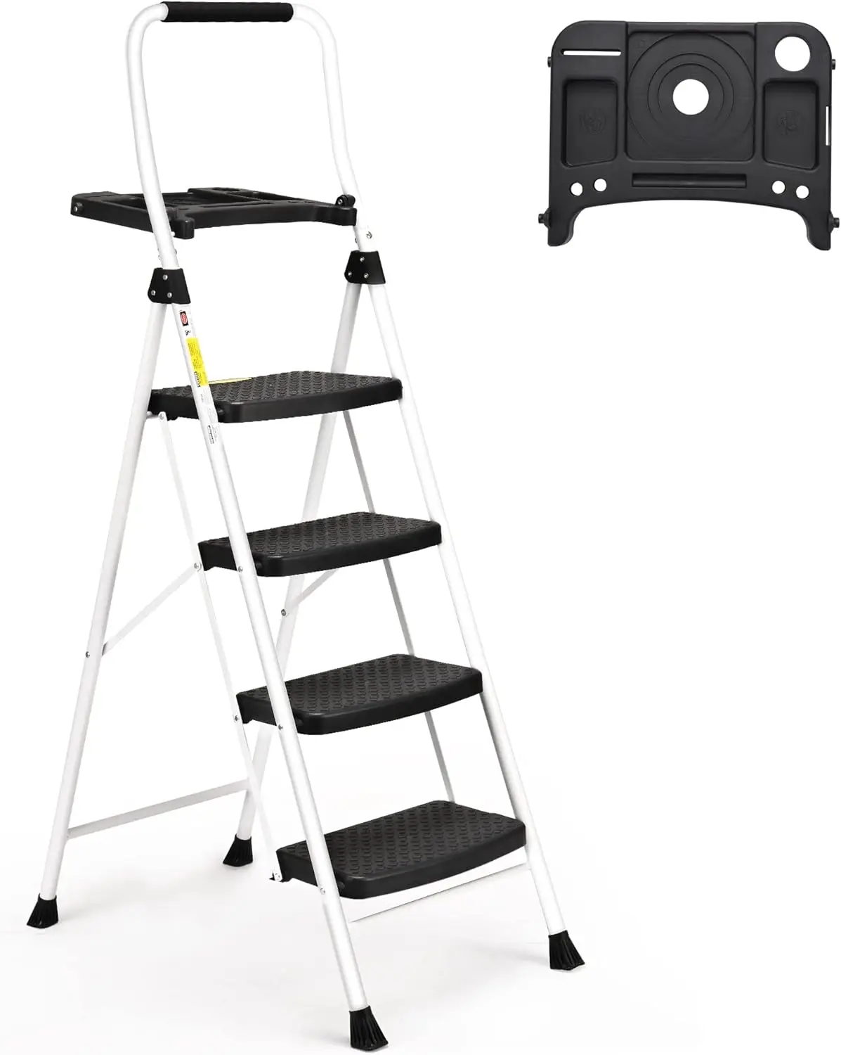 

SocTone 4 Step Ladder, Folding Step Stool with Tool Platform, Sturdy& Portable Steel Ladder for Adults, 330LBS Capacity Ladder f