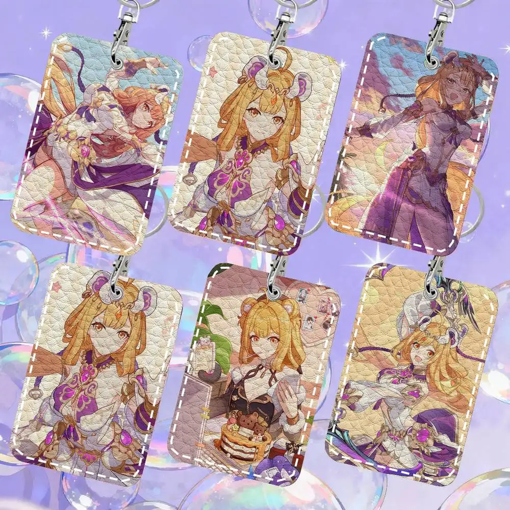 Susannah Animated Game H-Honkai Impact 3rd Card Case Keychain Access Card Bag Key Tag Ring Leather Card Holder Key Ring Access