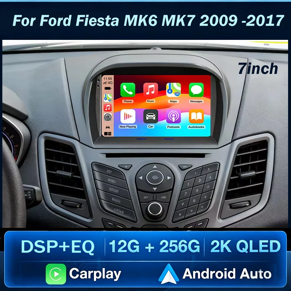 7 Inch Car Radio Car Radio For Ford Fiesta MK6 MK7 2009 - 2017 Android AUto Carplay Multimedia video Player GPS Navigation Wifi