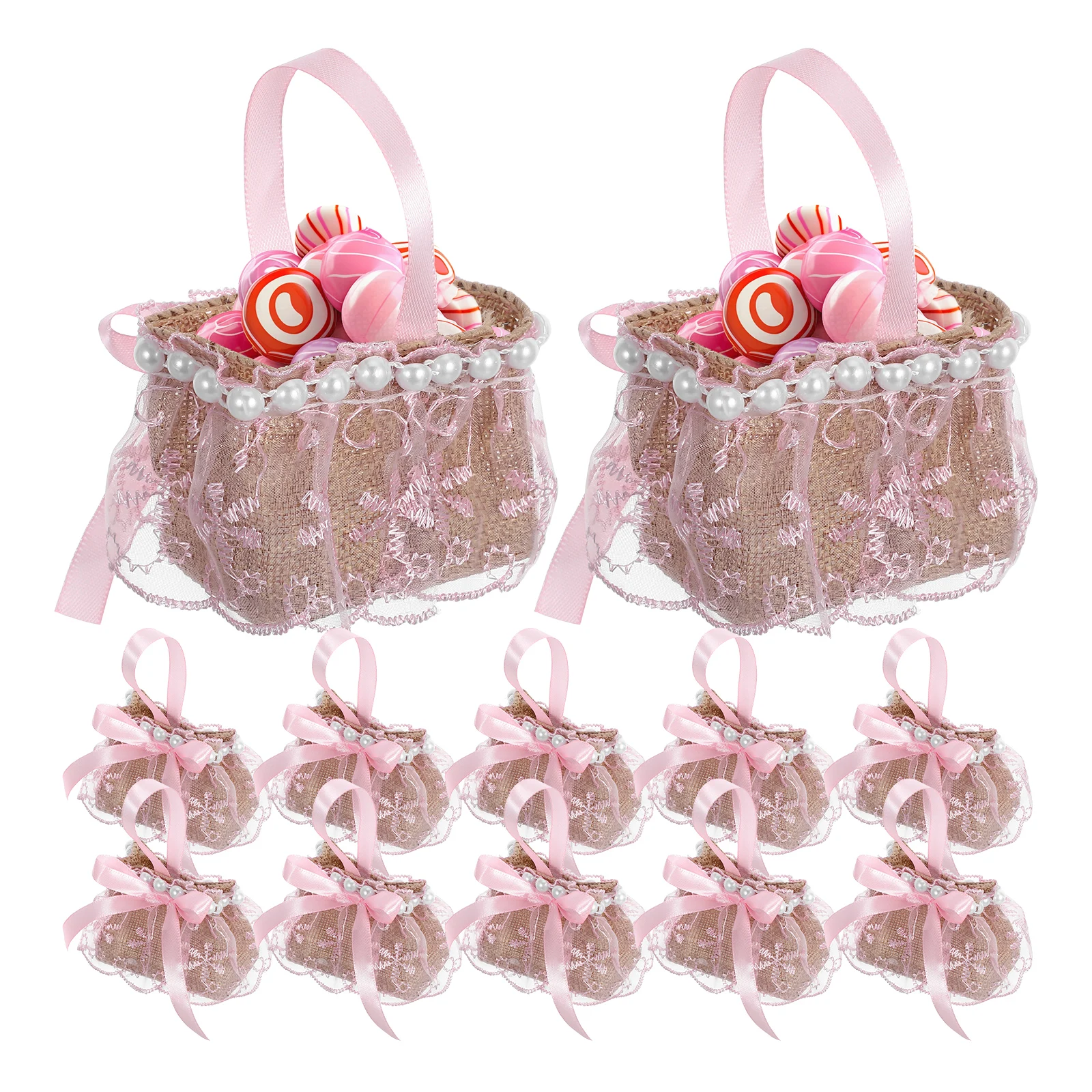 

12Pcs Small Wedding Candy Basket Elegant European Design Favor Box with Bowknot for Party Birthday Holiday Wedding Candy Bag