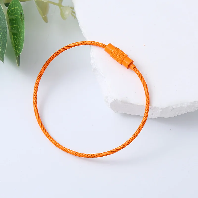 5/10 stücke Bunte Edelstahl Draht Schlüsselbund Kabel Schlaufen Hängen Outdoor Wandern Gepäck ID Tag Schlüssel Ringe Kette Halter werkzeuge – Detail 4