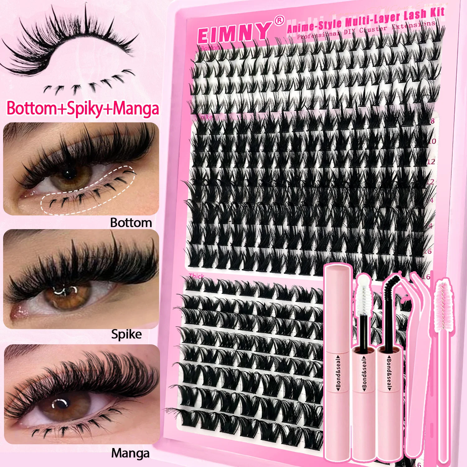 Manga Lash Clusters Kit Natuurlijk 300 Stuks Cluster Wimperextensions Kit Pluizige Feeërieke Wimperclusters Anime Cosplay Wimpers