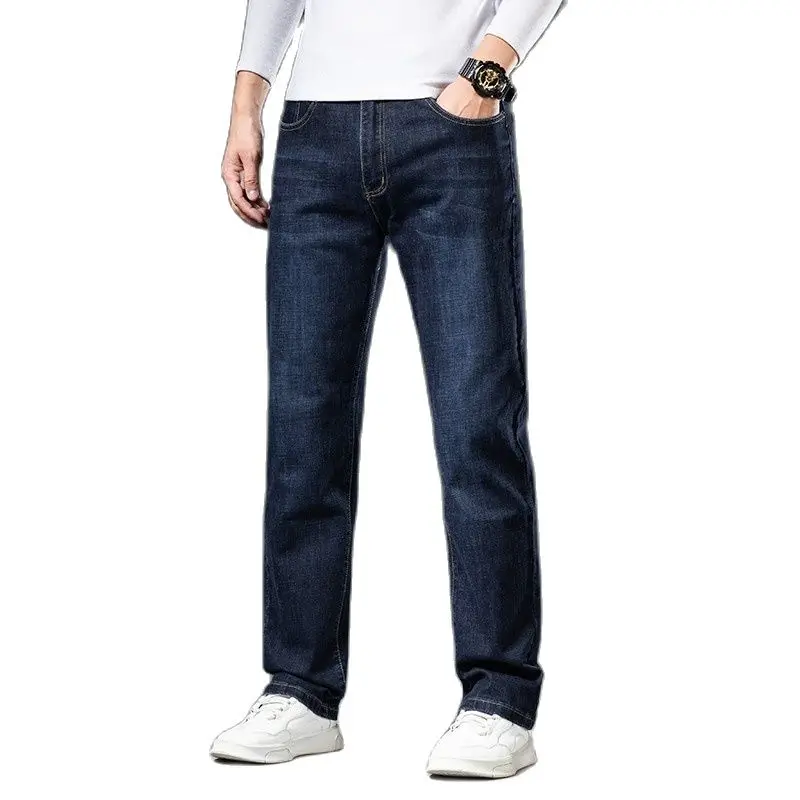 2025 Classic Style Men Thick Business Jeans Autumn and Winter New Fashion Straight Elasticity Denim Pants Male Brand