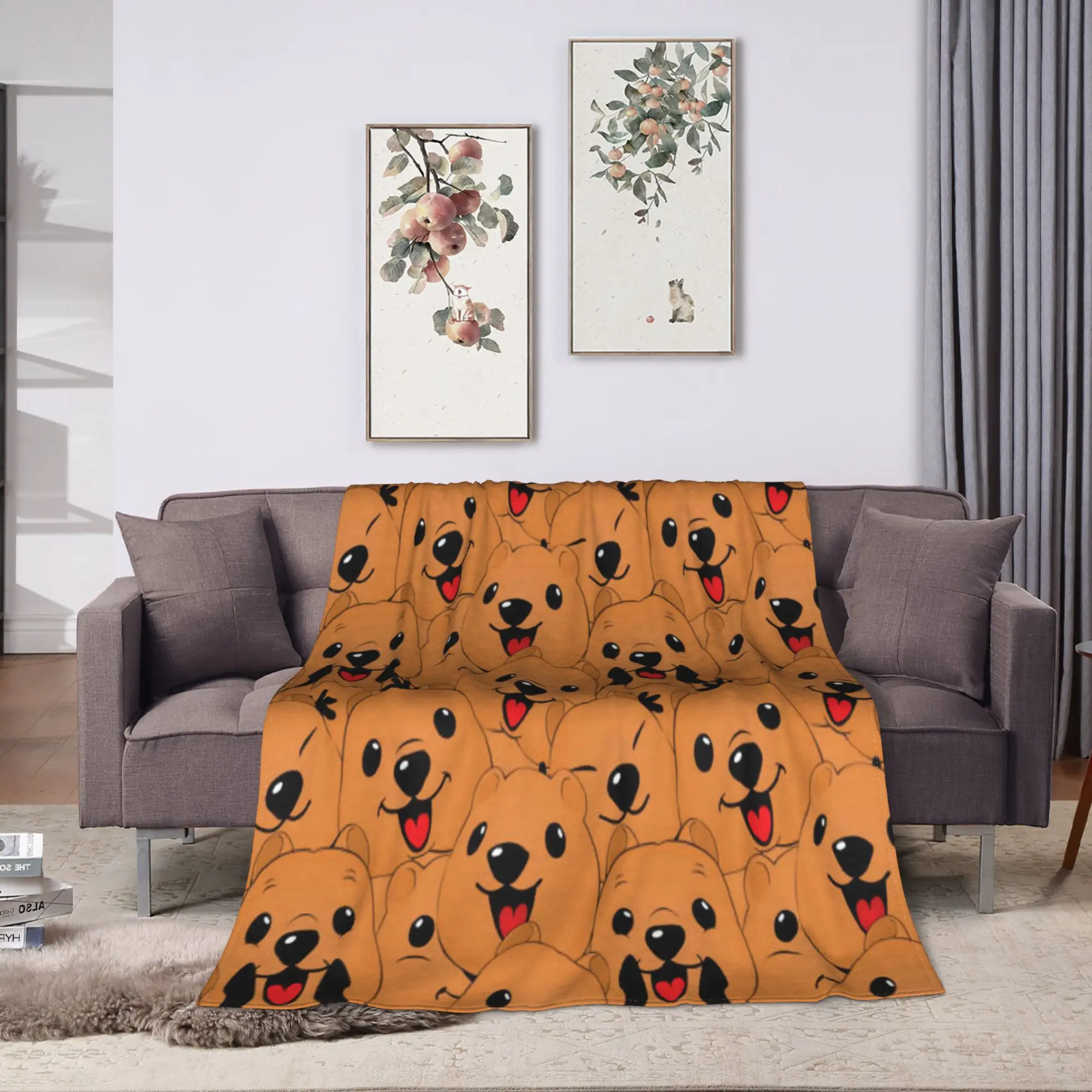 Cute Quokka Animal Cartoon Flannel Blanket Winter  Soft Durable Throw Blanket for Kids Living Room Bedspread Sofa Bed Cover