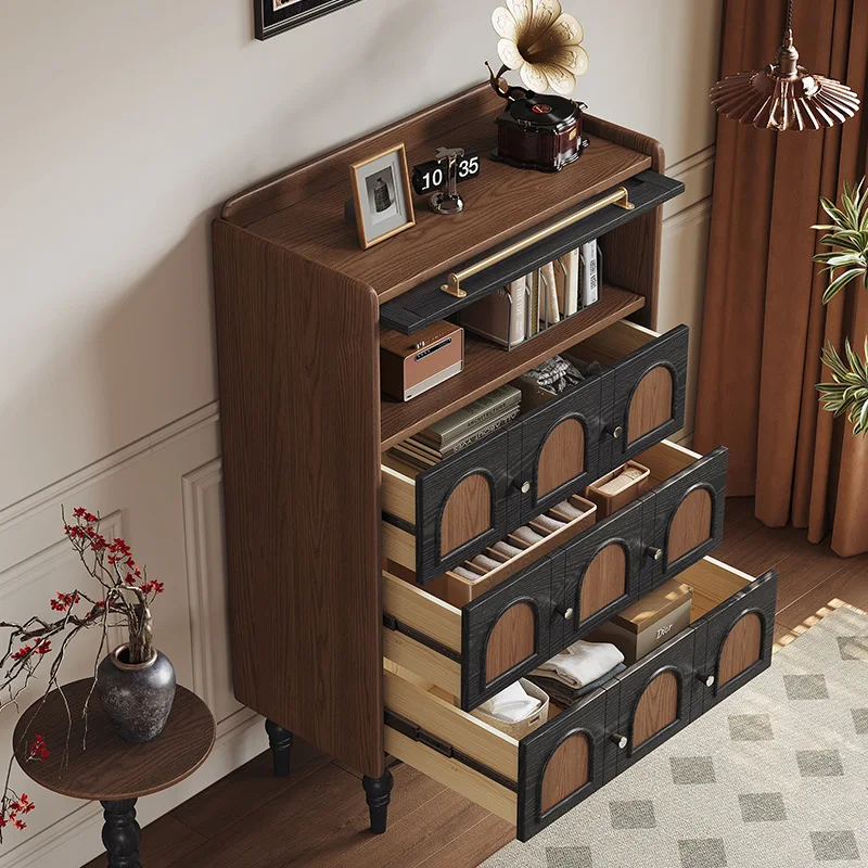 Armadietto portaoggetti antico francese in legno massello Armadietto laterale da pranzo con cassetto per soggiorno americano