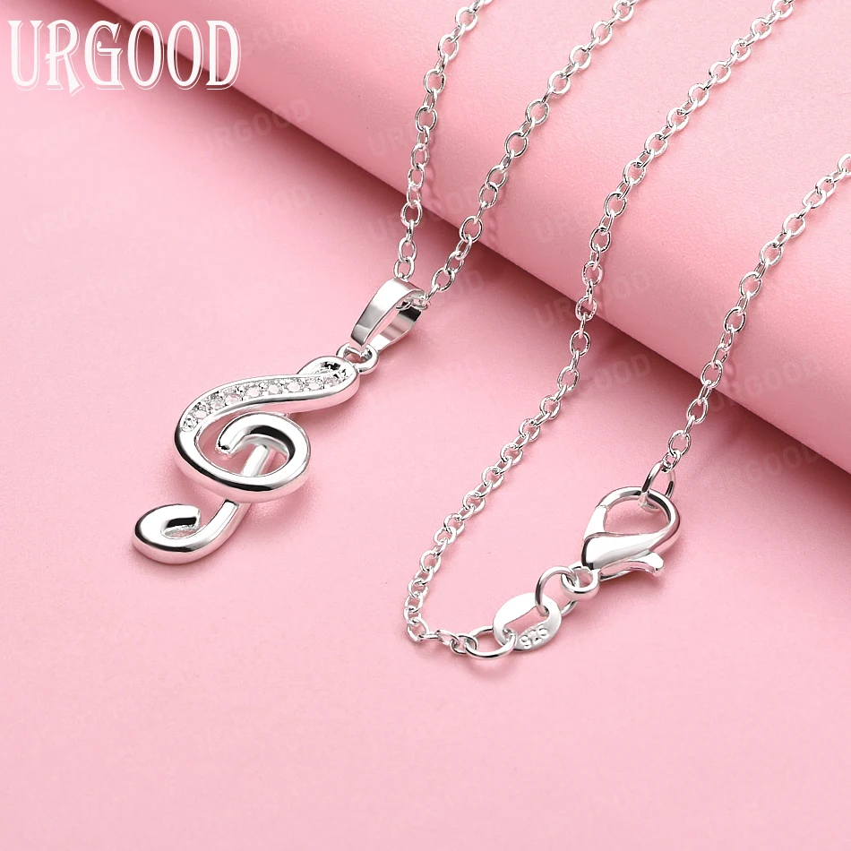 925 Sterling Silver AAA Zircon Musical Note Necklace 16-30 Inch Chain For Banquet Engagement Wedding Fashion Jewelry