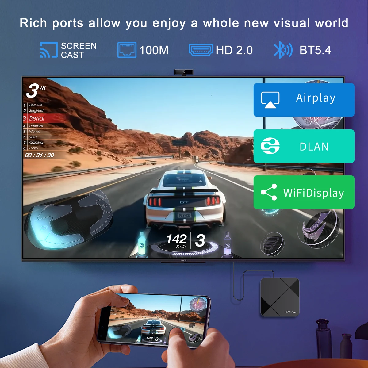 LEFFOT RK3518 boîtier TV Wifi6 & BT5.4 4K @ 60fps HD 100M Ethernet Google Assistant vocal lecteur multimédia Android14.0 décodeur intelligent