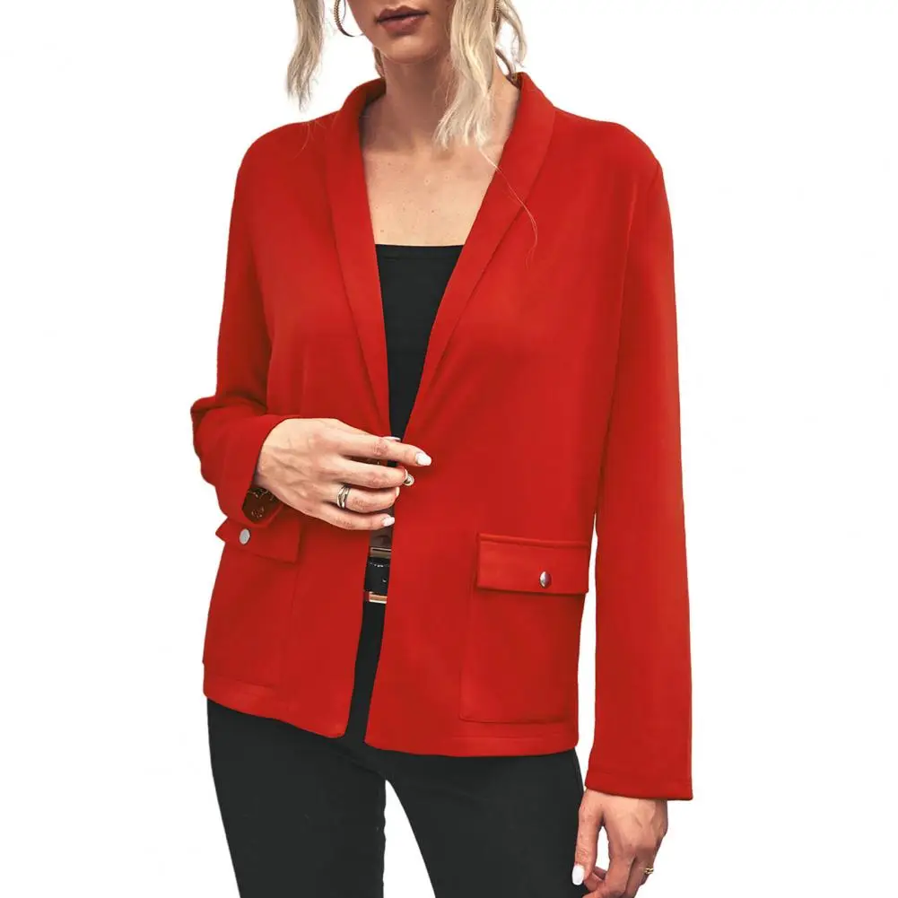 Dames Jas Single Knoop Patch Pocket Revers Met Lange Mouwen Zakelijke Herfst Blazer Pak Jas Chaquetas