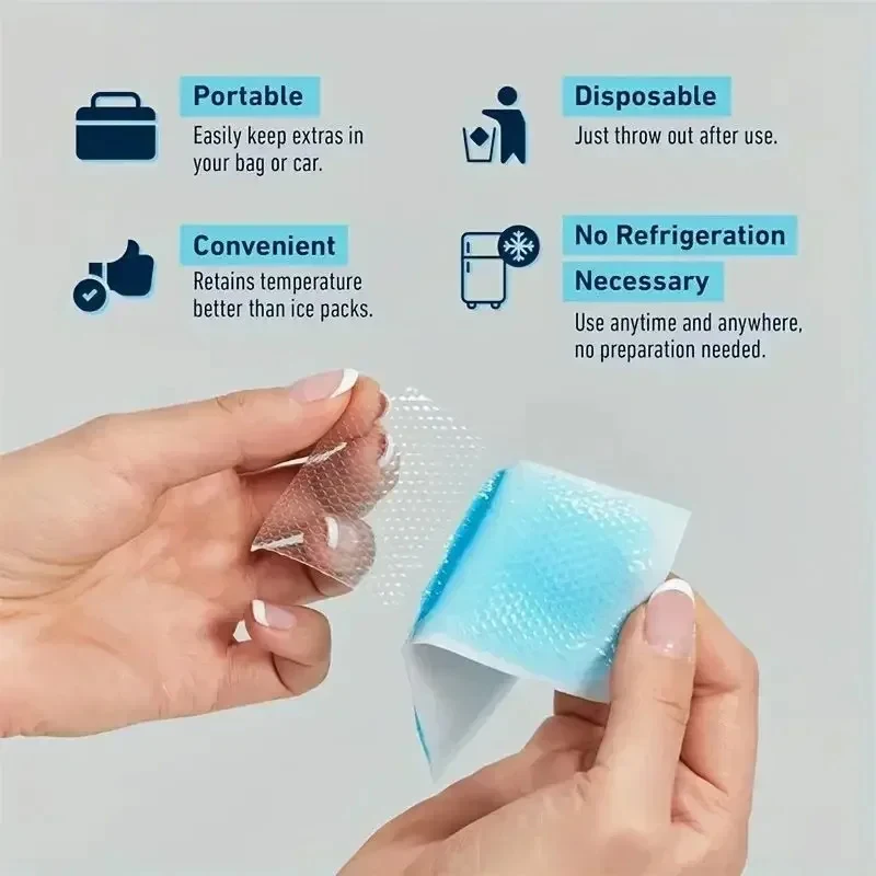 100/10PCS Cooling Gel Patch 10H Long Lasting Non-Woven Disposable Cooling Sticker Outdoor Camping Hiking Summer Heat Relief Body