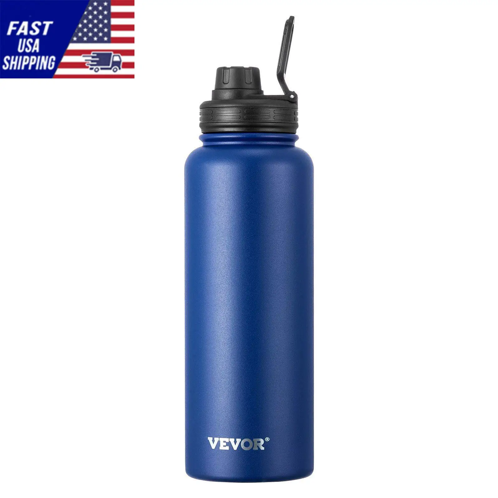 40 oz Insulated Water Bottle Stainless Steel with Wide Mouth Lid Blue