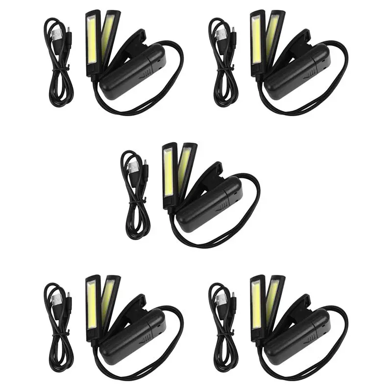 5X Music Stand Light Clip On LED Lamp - No Flicker, 6 Levels Of Brightness - Also For Book Reading, Orchestra