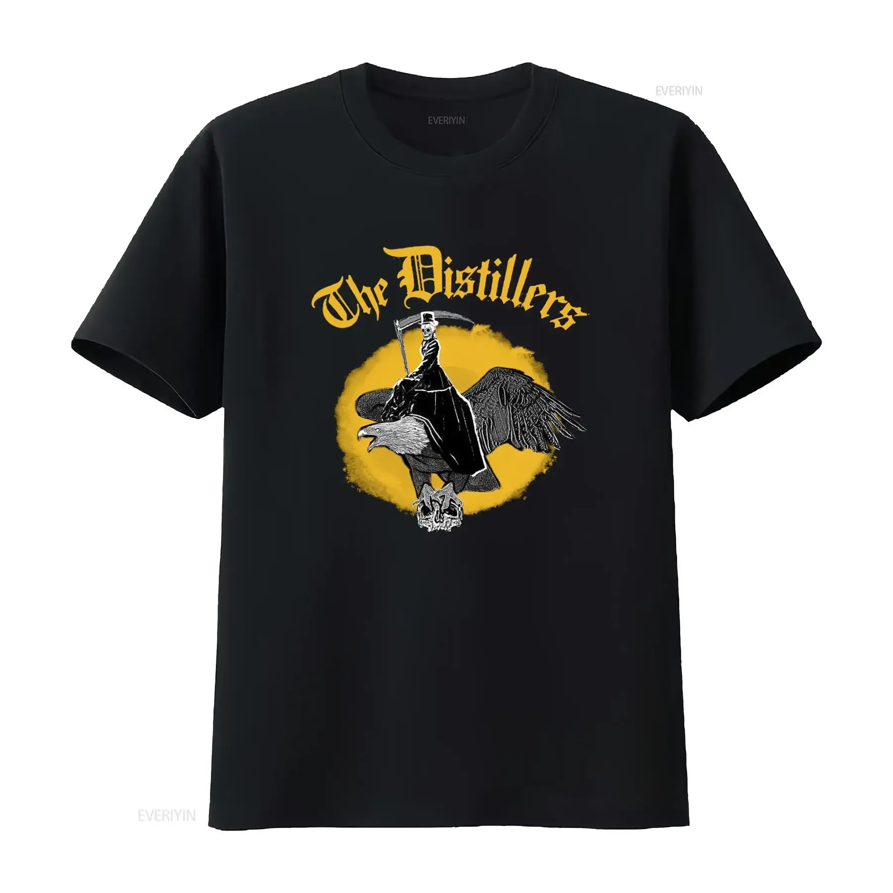 Rare The Distillers Black T Shirt Gothic Skull Reaper Eagle Print Size S To 234Xl Ac206 vintage Washed fashion Unisex Stylish