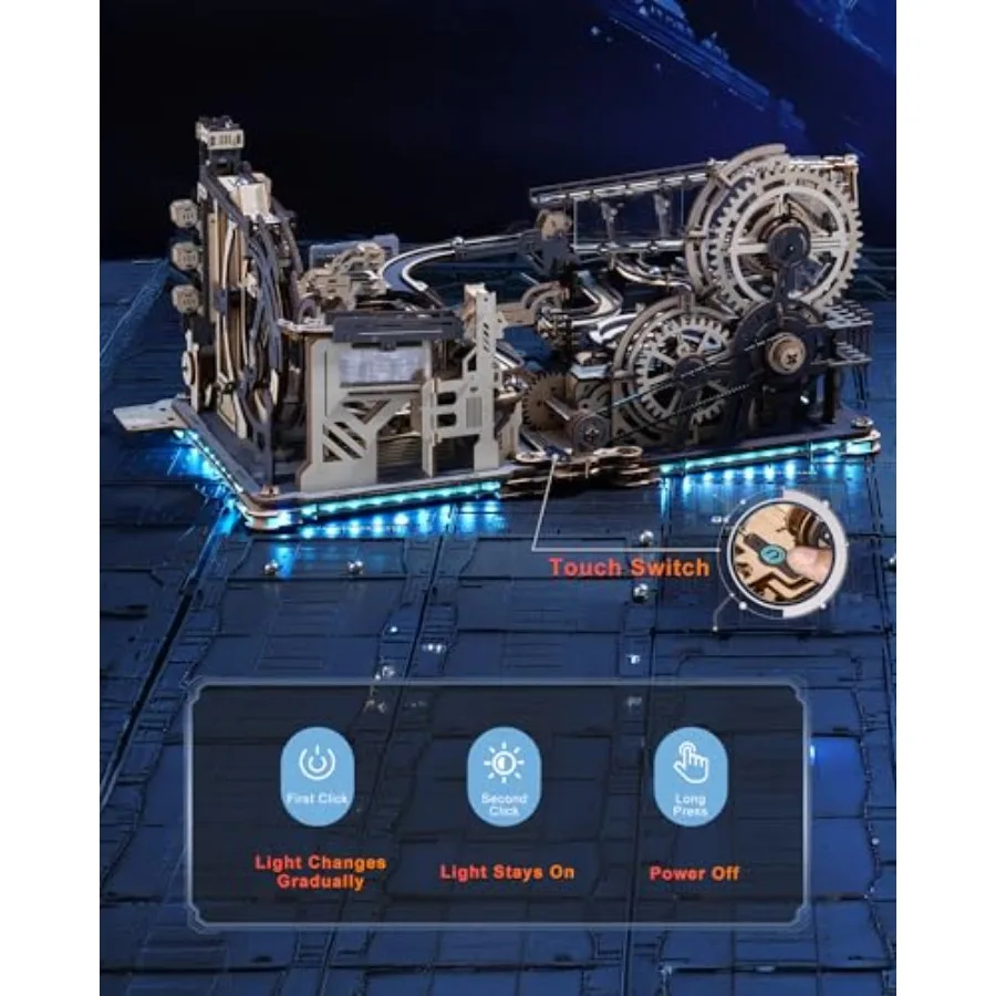 3D пазлы для взрослых, набор для сборки мраморных бегунов, наборы деревянных моделей, мраморный космопорт + мраморный ночной город + упаковка звеньев