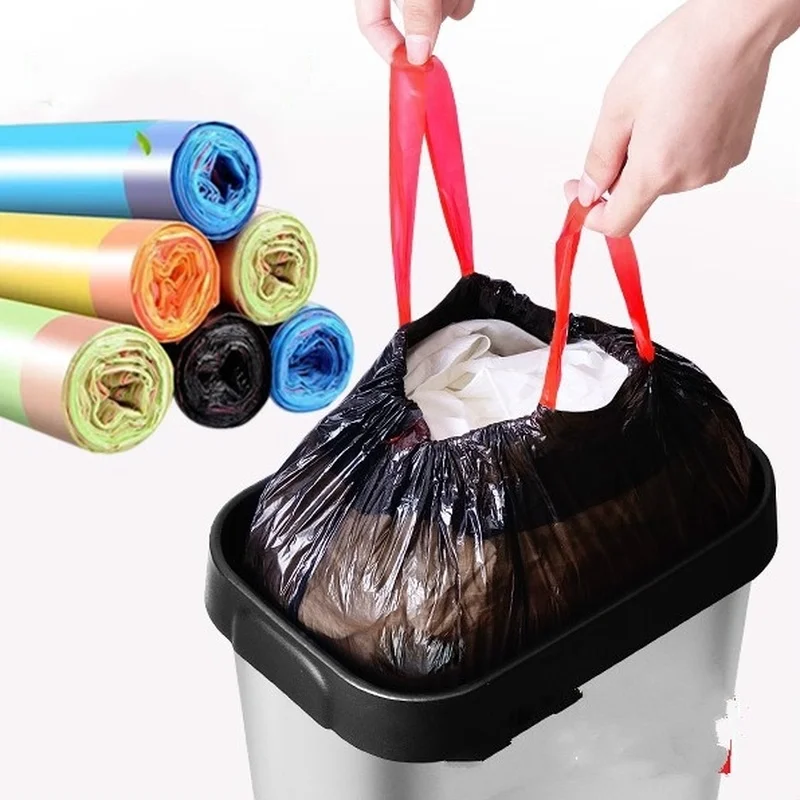 15 pcs/roll Portable Household Garbage Bag Thickened Environmentally Kitchen Garbage Bag Disposable Garbage Bags 45*50cm