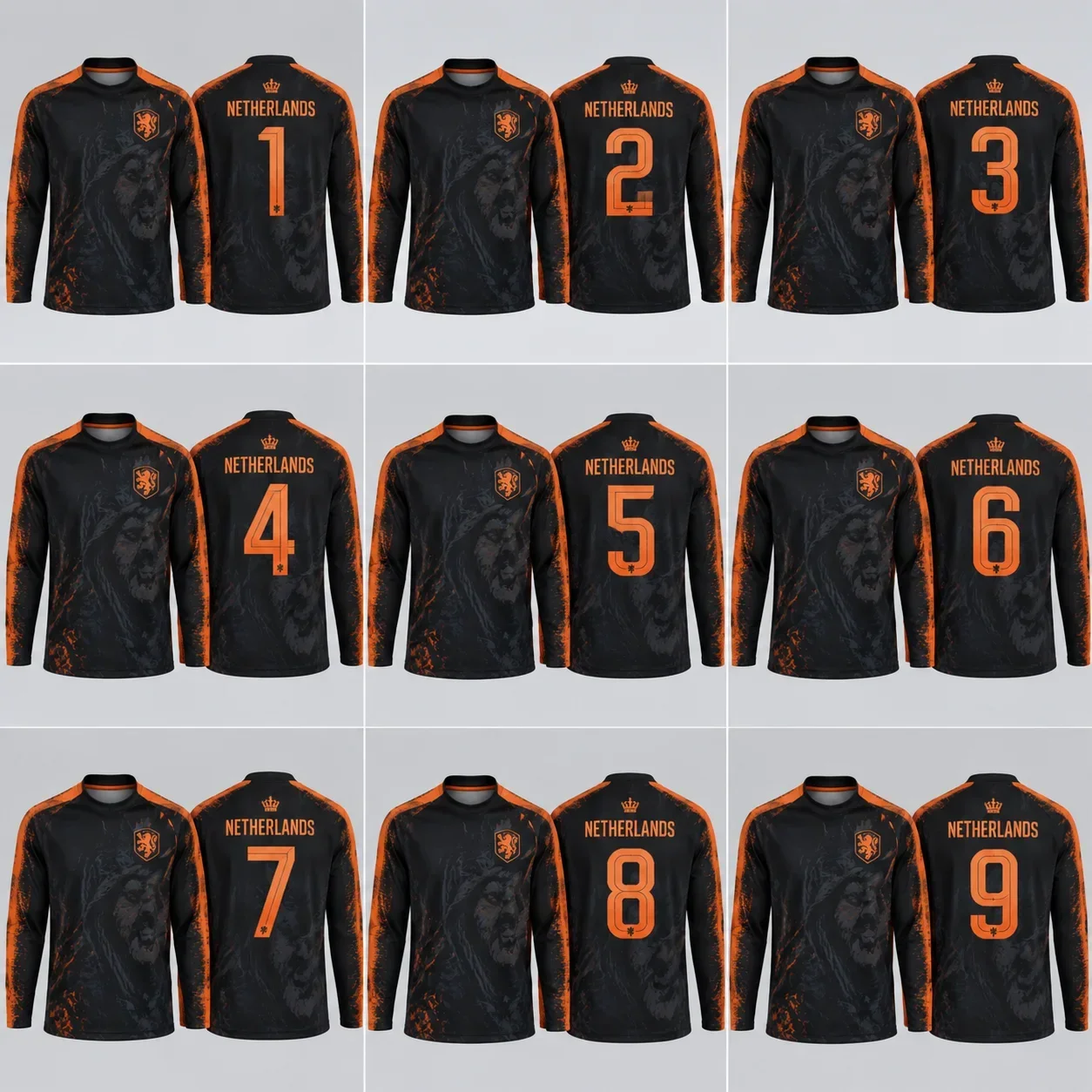 Family Matching Netherlands Football Long Sleeve Jersey, Unisex Soccer Graphic Fan Tee Adults Kids, Casual Sports Match Day Top