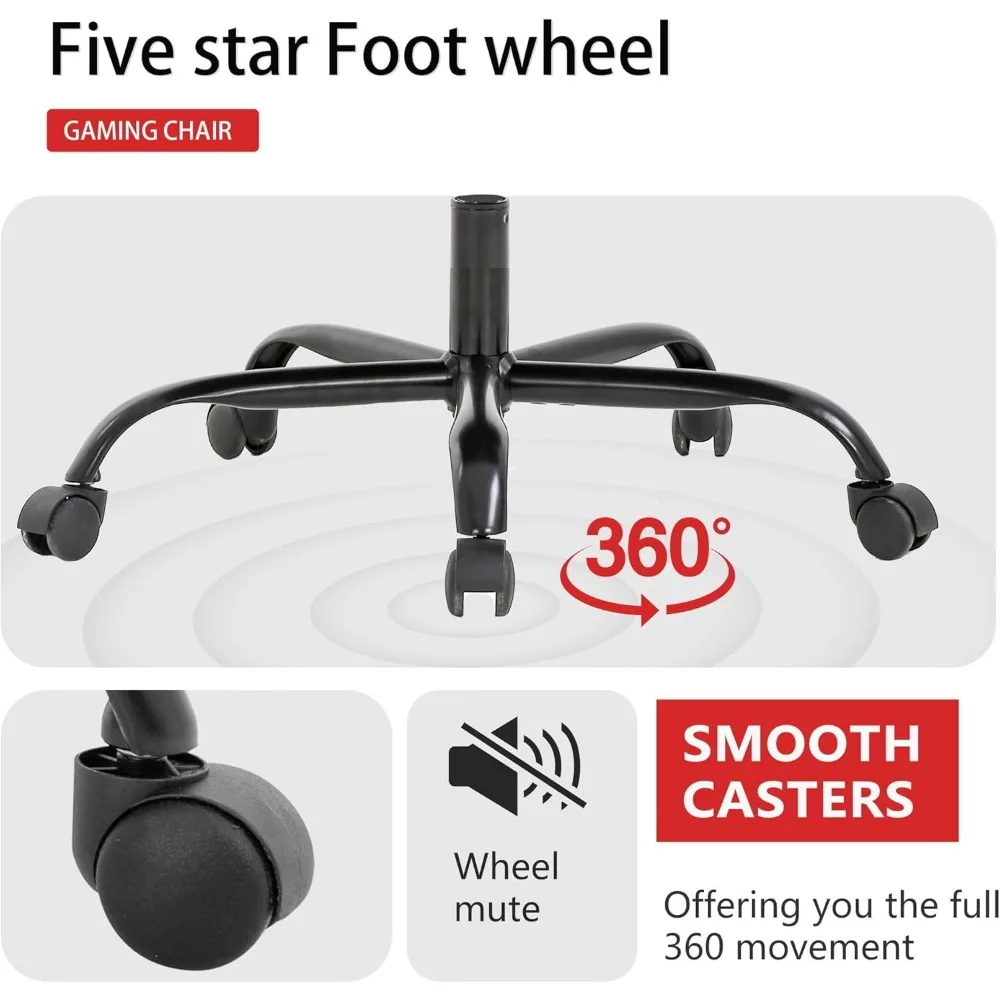 Ergonomic PU Leather Gaming Chair for Adults - Comfortable Computer Desk Chair with Flip-Up Armrests and Long-Term Use Support