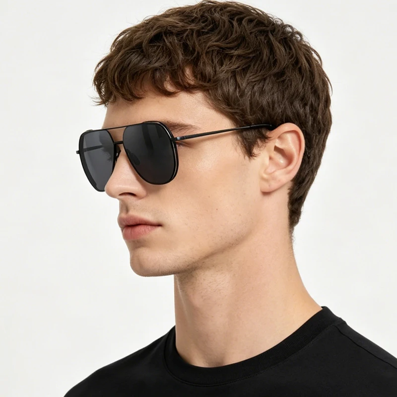 Upscale Black Men's Sunglasses Luxury Metal Polarized Sun Glasses Male High Quality Summer Driving Travelling Shades UV400