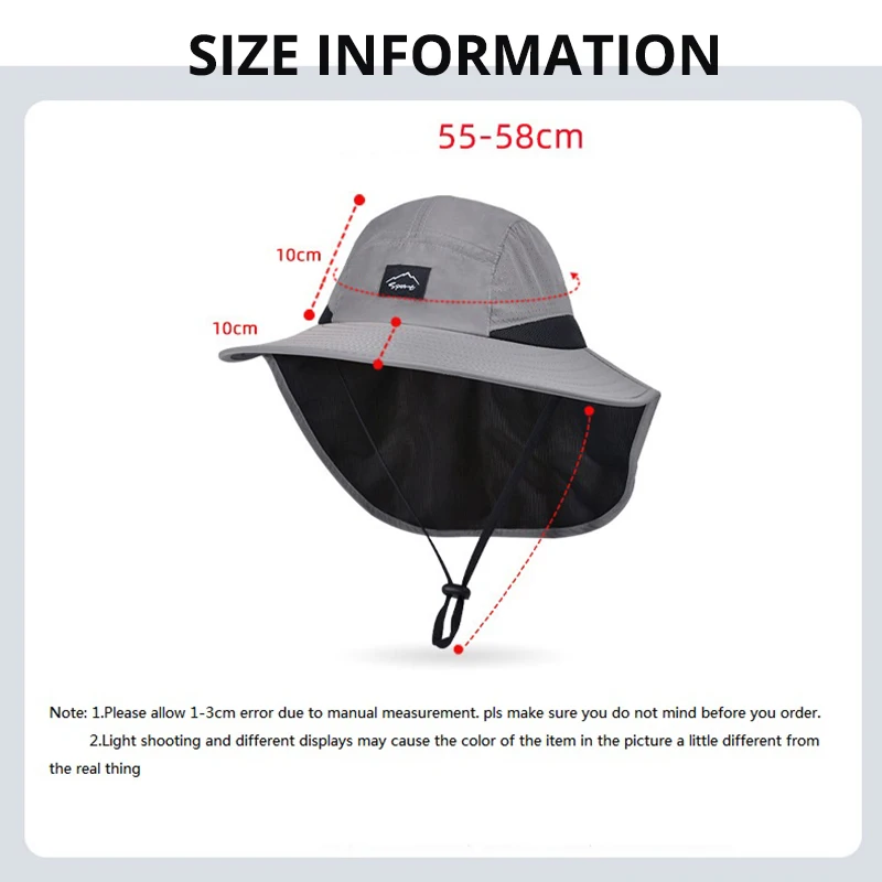 Men\'s Quick Drying Fisherman Caps Summer Anti UV Sun Bucket Hat For Women Outdoor Breathale Wide Brim Fishing Hat With Neck Flap