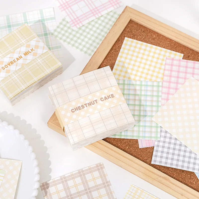 1Pc 200 Pieces Checkered Element Sticky Note Paper Color Check Non Sticky Salt Handbook Decorative Background Material Base