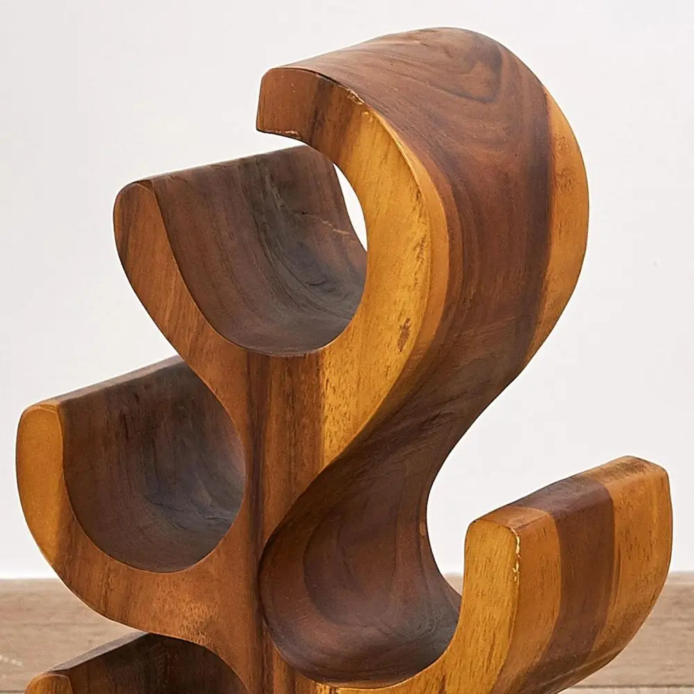 12本用ナチュラルタンウッドワインラック、10.2x7.1x39.4インチ、素朴な床置きまたはカウンター置き型ホルダー、ホームバー用