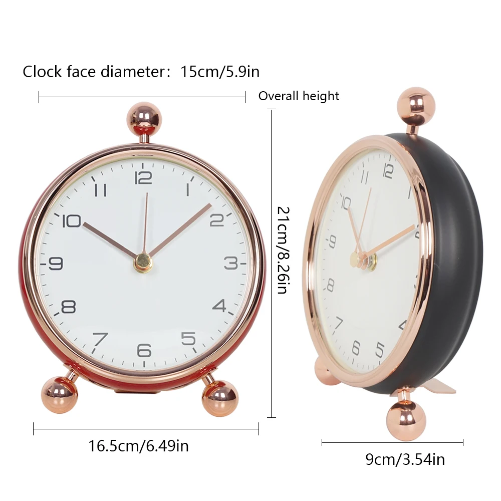1PC European simple pointer table clock Desktop creative metal desk clock living room decoration silent quartz clock