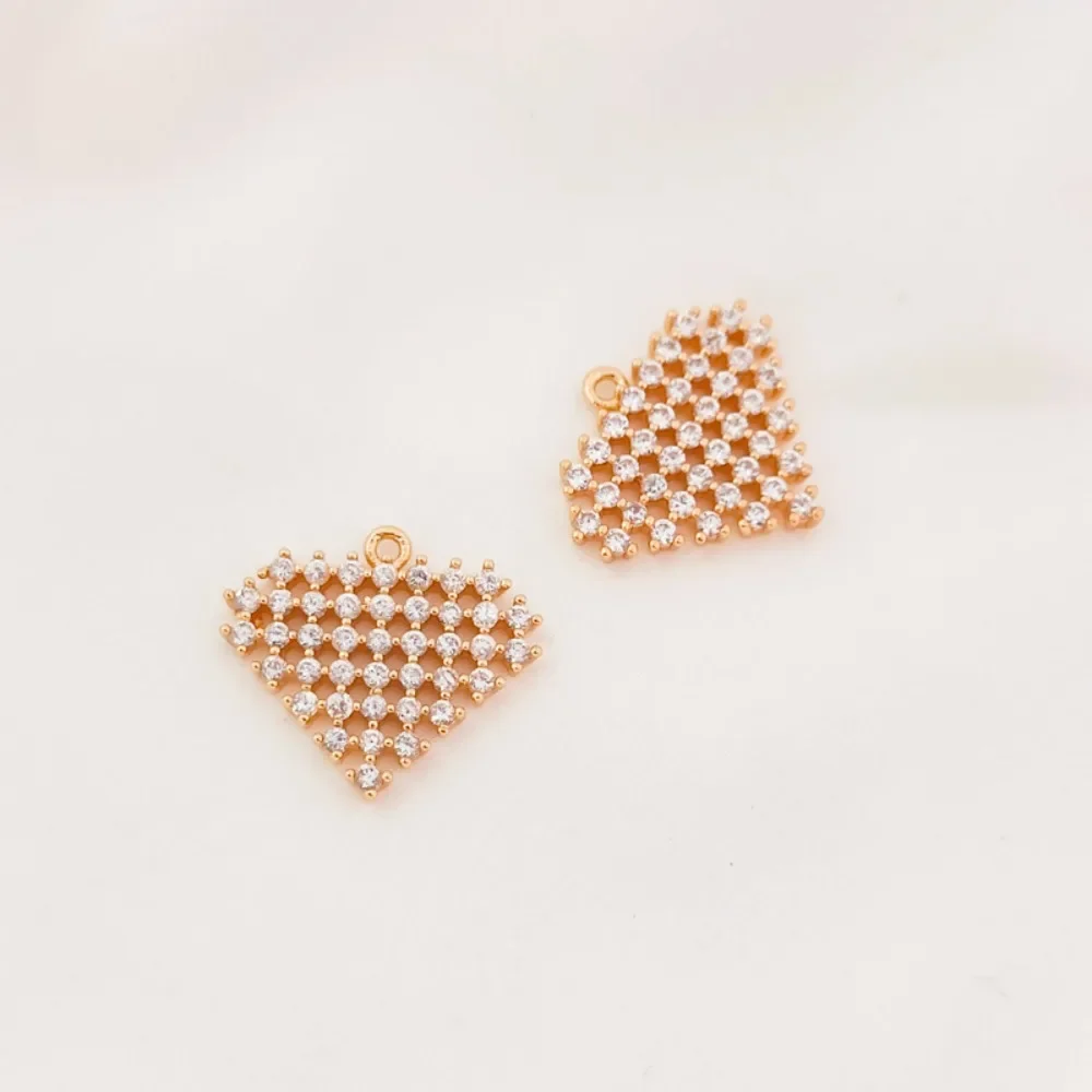 

14K Gold-plated Zirconium Geometric Heart-shaped Pendant, Heart Pendant, Bracelet, Earrings, Pendant, Diy Handmade Accessories