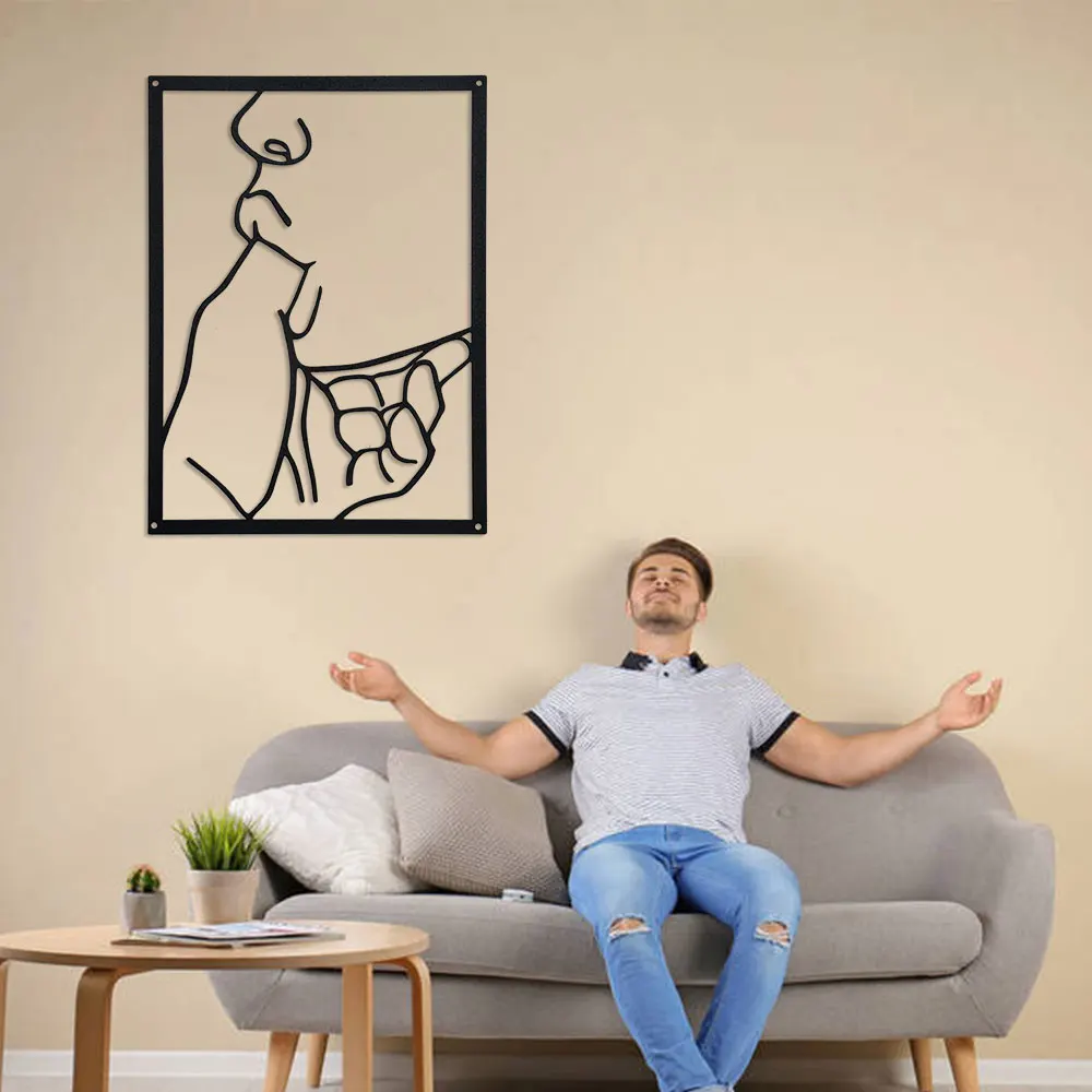 2D Metal Wall Art - Modern Minimalist Decor, Durable Hanging, Elevates Home Interiors Wall art,Sleek 1pc Metal Abstract Line